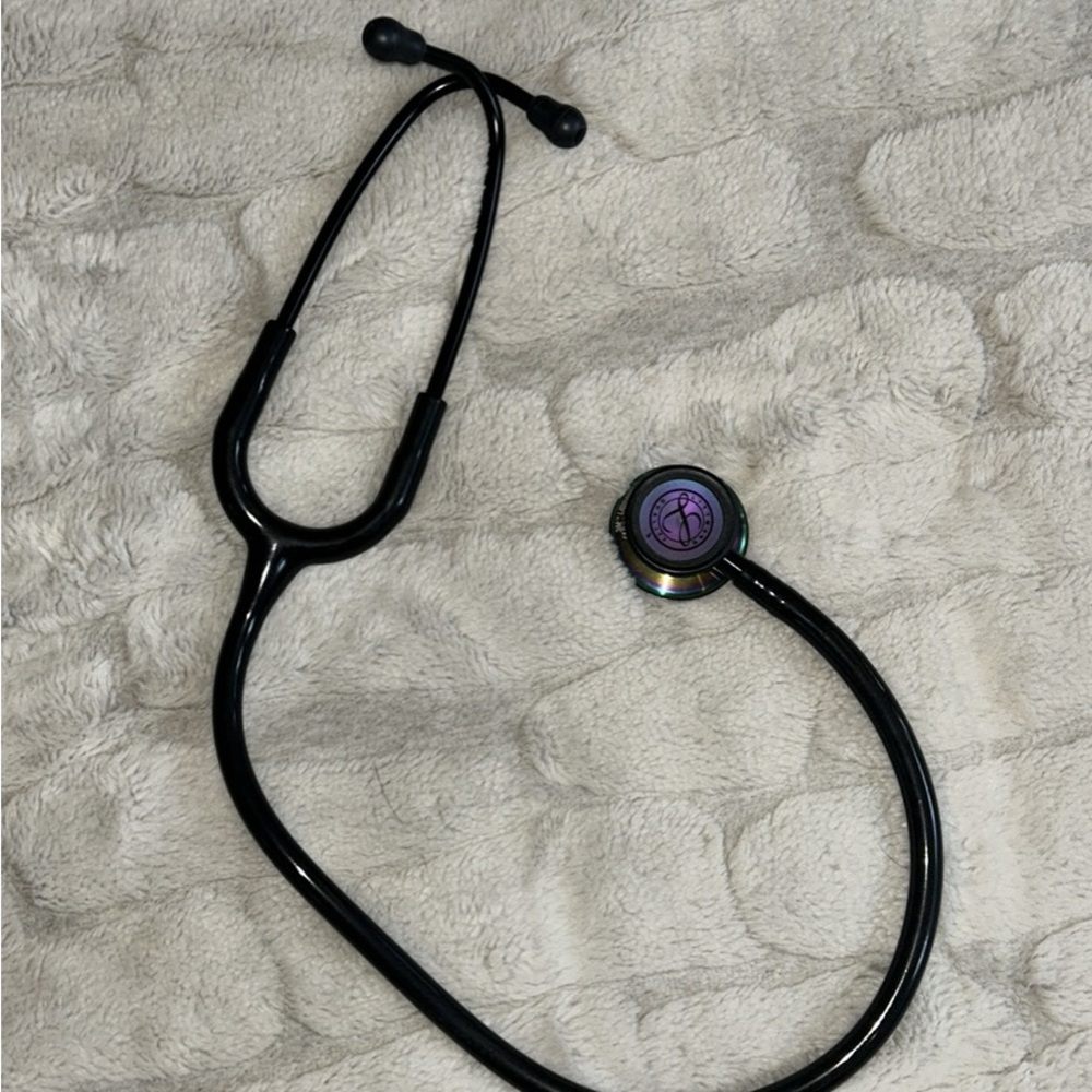 All black Littmann Classic III Stethoscope with Rainbow finish bell.